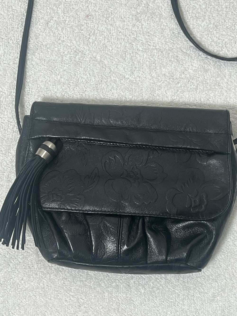 Vintage Tooled Embossed Leather Crossbody Purse